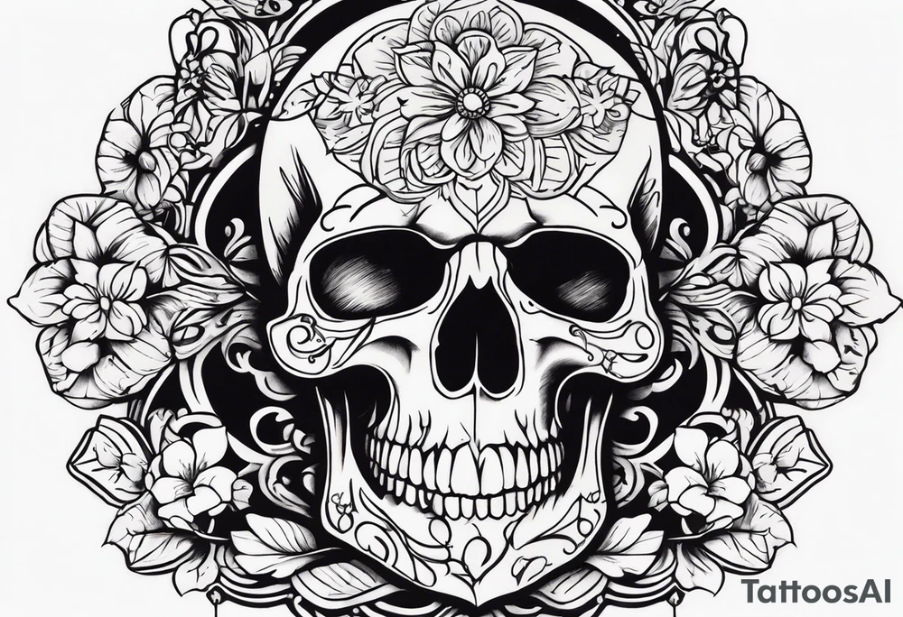 Memento mori written skull sleeve tattoo design tattoo idea