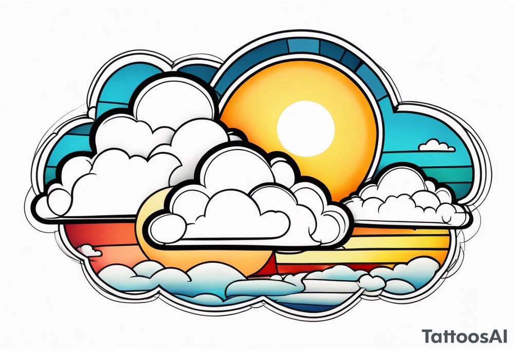 CLOUDS WITH SUN AMERICAN TRADITIONAL tattoo idea