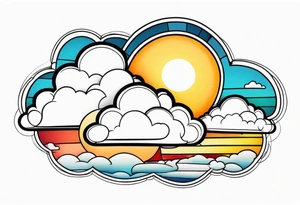 CLOUDS WITH SUN AMERICAN TRADITIONAL tattoo idea