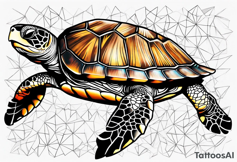 sea turtle on knee with shell on the knee cap tattoo idea