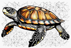 sea turtle on knee with shell on the knee cap tattoo idea