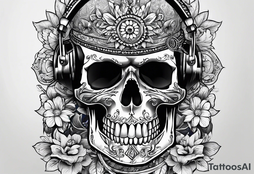 Skull with blue eyes tattoo idea