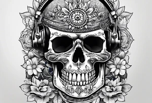Skull with blue eyes tattoo idea