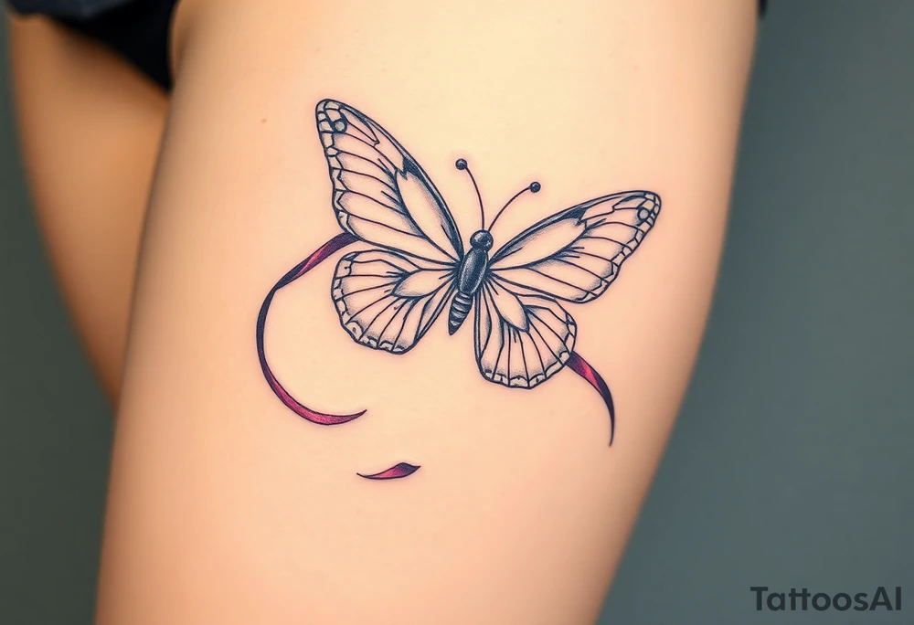 ethereal butterfly with flowing silk ribbons in moonlight tattoo idea