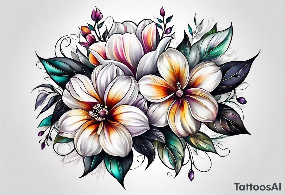 Extremely hyper realistic flowers tattoo idea