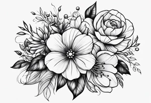 SLeve with flowers and geometrical design tattoo idea