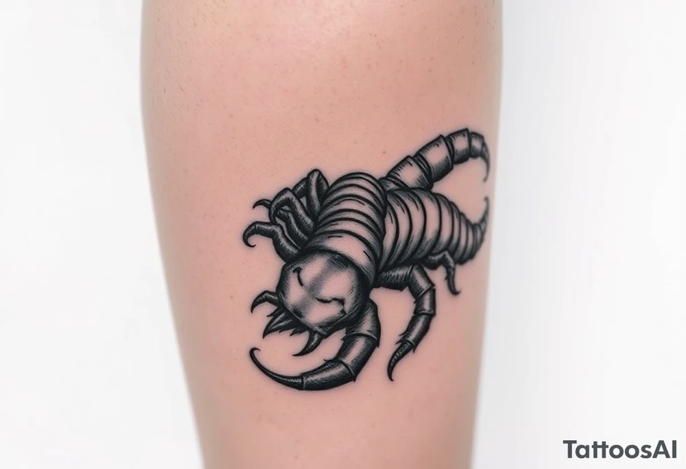 a creepy blackwork centipede tattoo on the inner calf tattoo idea