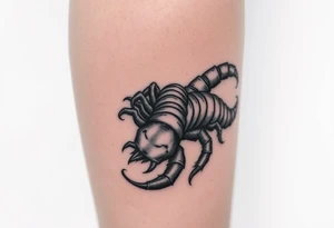 a creepy blackwork centipede tattoo on the inner calf tattoo idea