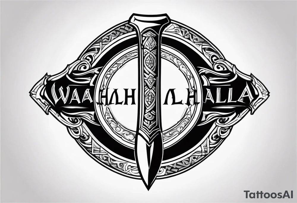 Valhalla sword shield axe tattoo idea