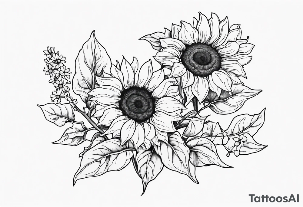 2 sunflowers with forget me nots intertwined tattoo idea 2 sunflowers with forget me nots intertwined tattoo idea