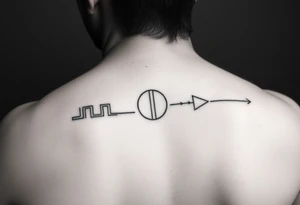 Continuous Line tattoo of pause, play, rewind, & stop with mental and spiritual awareness small and feminine tattoo idea