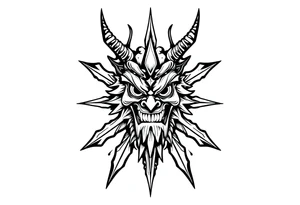Abstract asterisk with a Japanese folklore demon tattoo idea