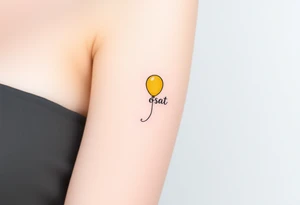 small yellow balloon without string 
with letters osaat on bicep tattoo idea