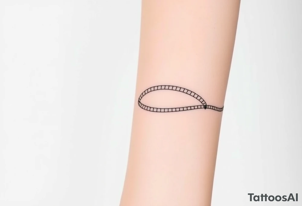 railway tracks around the forearm like a spiral 
chain tattoo idea
