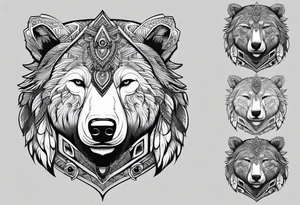 Snow bear shaman head tattoo idea