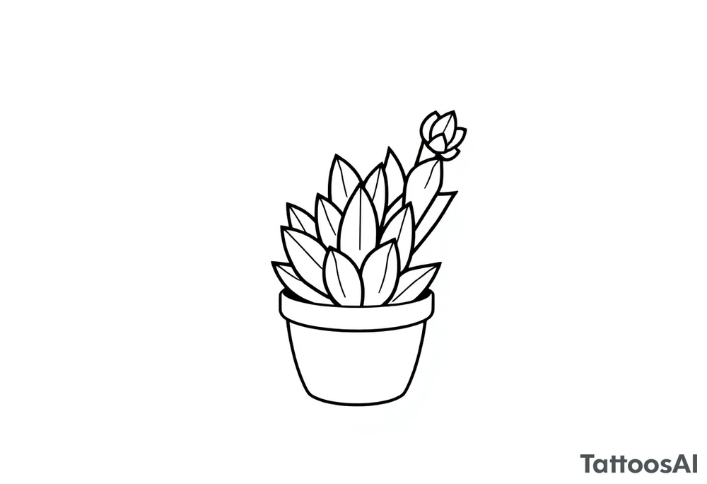 cute cacti and succulent in a pot tattoo idea