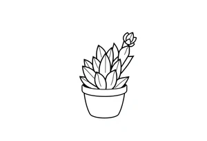 cute cacti and succulent in a pot tattoo idea