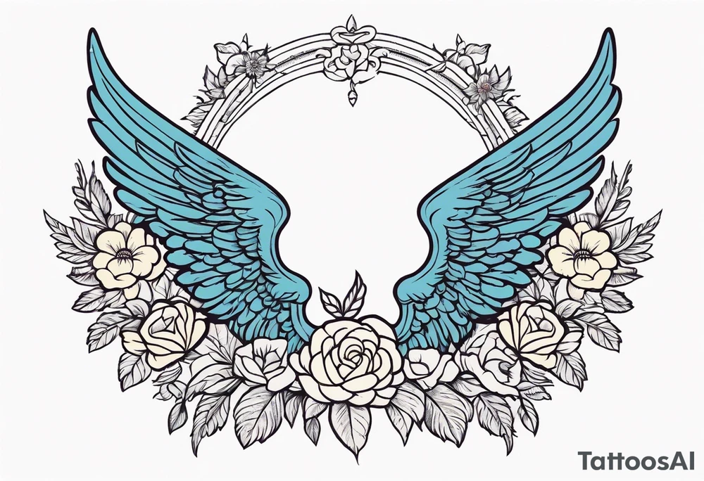 angel wings
old school vintage simple traditional design surrounded by vintage flowers


bold color simple tattoo idea