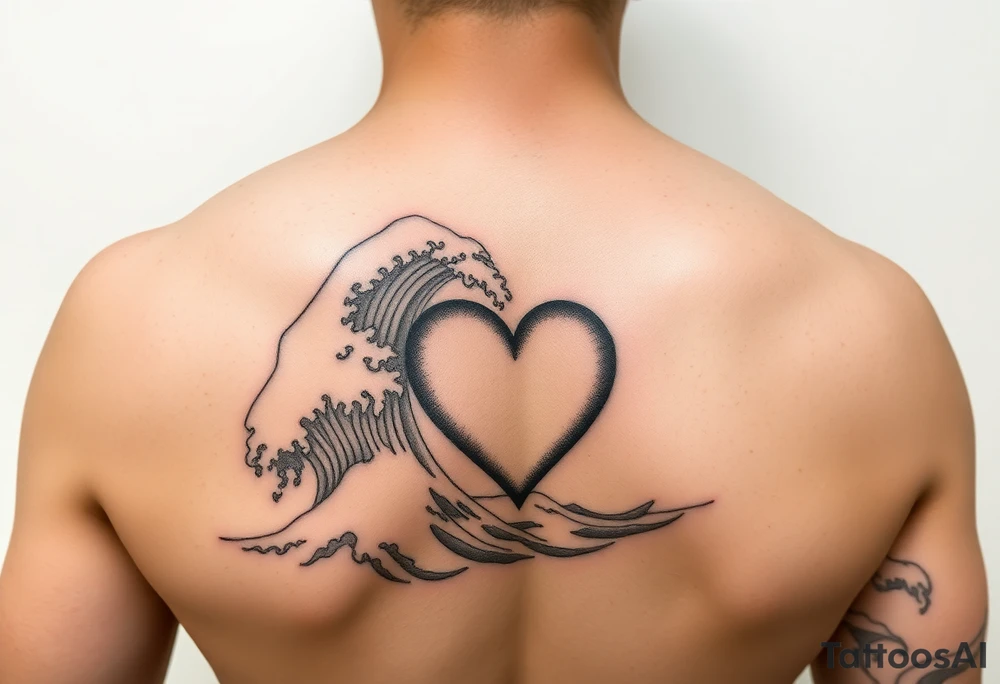 SEA WAVES IN BICEP, SUBTLY, THE HIGHEST TIDE BECOMES A HEART. tattoo idea