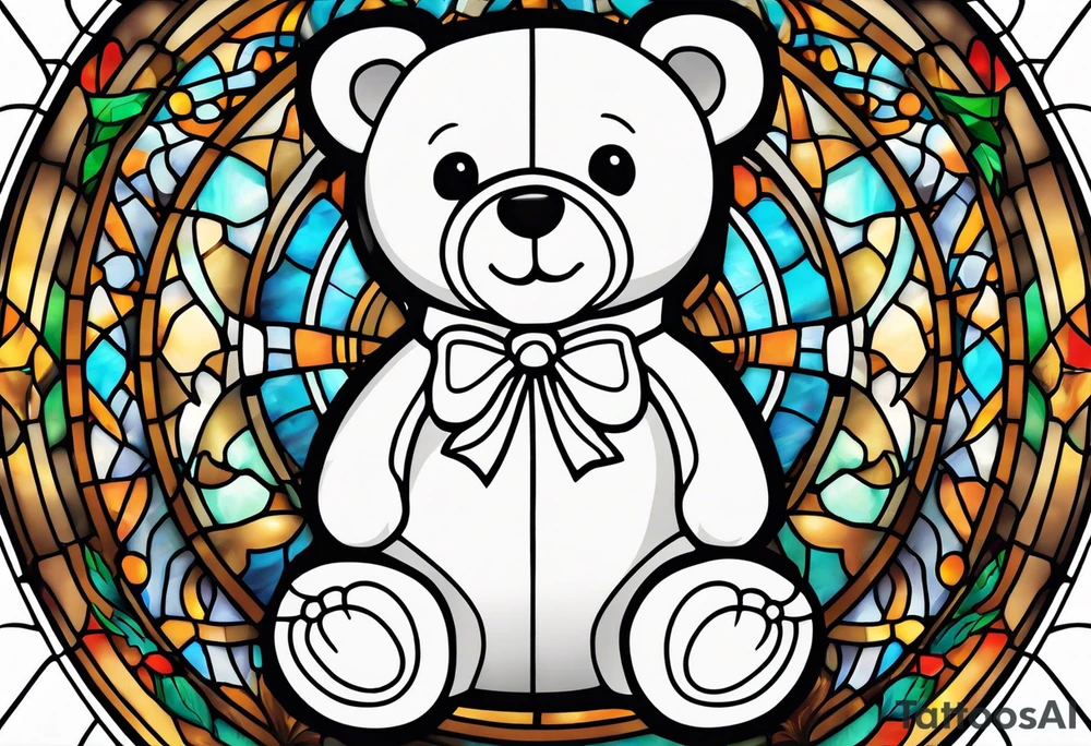 Teddy bear stained glass tattoo idea