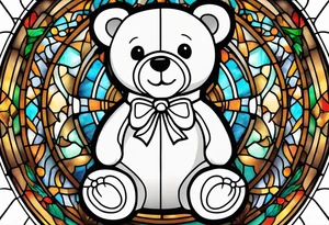 Teddy bear stained glass tattoo idea