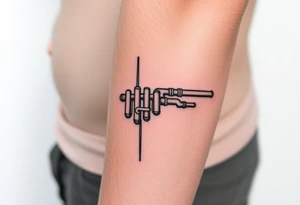 wide vertical System of thin pipes that transitions and transforms outwards of sides and end into thick, widespread 
veins of forearm tattoo idea