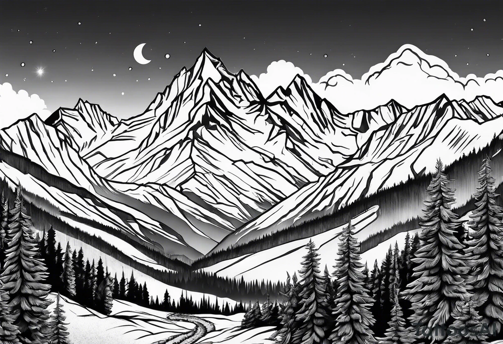 Rocky Mountains top of mountain tattoo idea