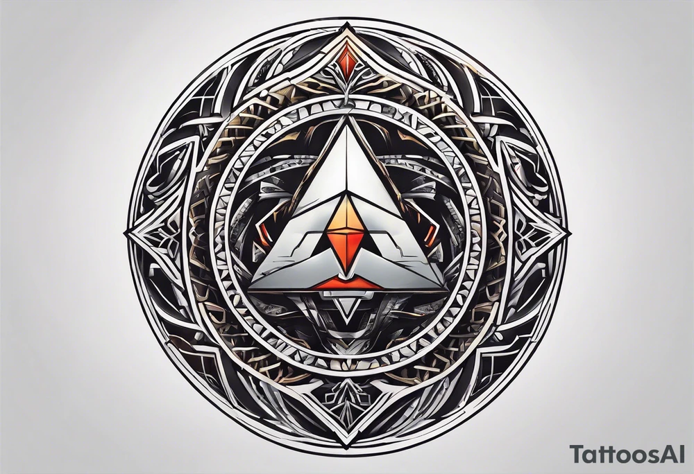 Simplistic symbol large delta inside a circle made from chain tattoo idea