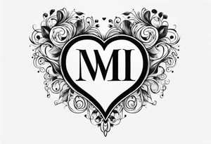 Simple Heart with the letter M and the letter S inside tattoo idea