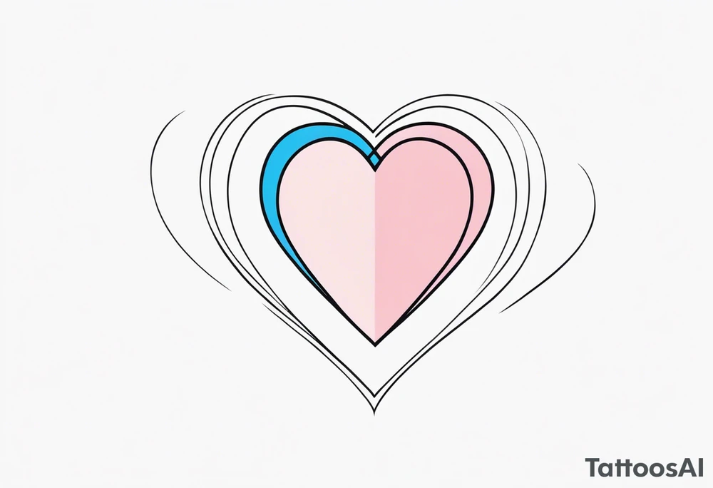 Two pink hearts one blue heart small star. Simple line tattoo idea