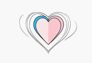 Two pink hearts one blue heart small star. Simple line tattoo idea