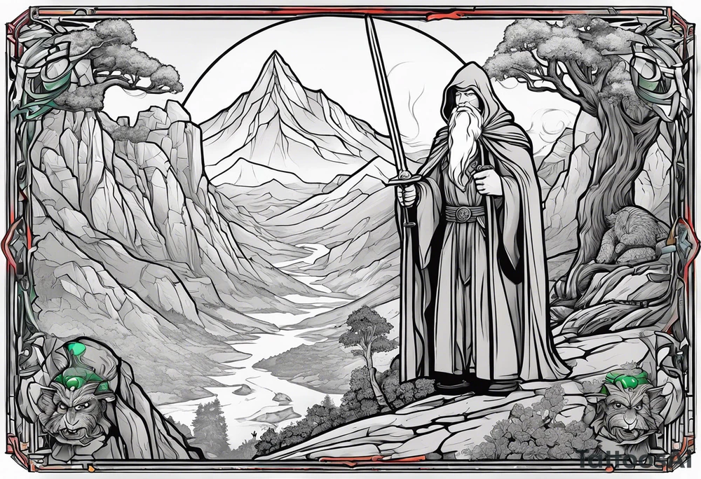 Lord of the rings with Star wars square tattoo idea