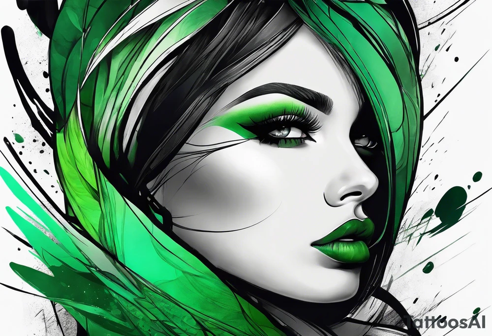 abstract, green and black, covered from wrist to forearm, fully covered, no borders, blackwork tattoo idea