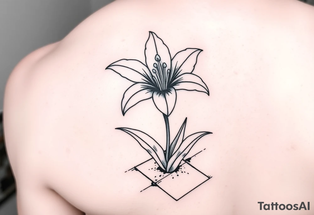 lily coming up out of the tile floor tattoo idea