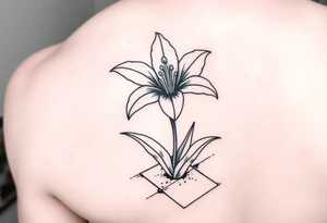 lily coming up out of the tile floor tattoo idea