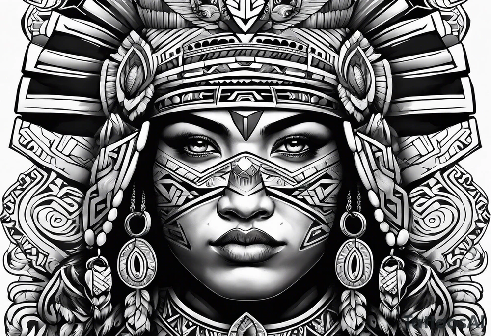 Tohono Oʼodham Aztec tribe tattoo idea