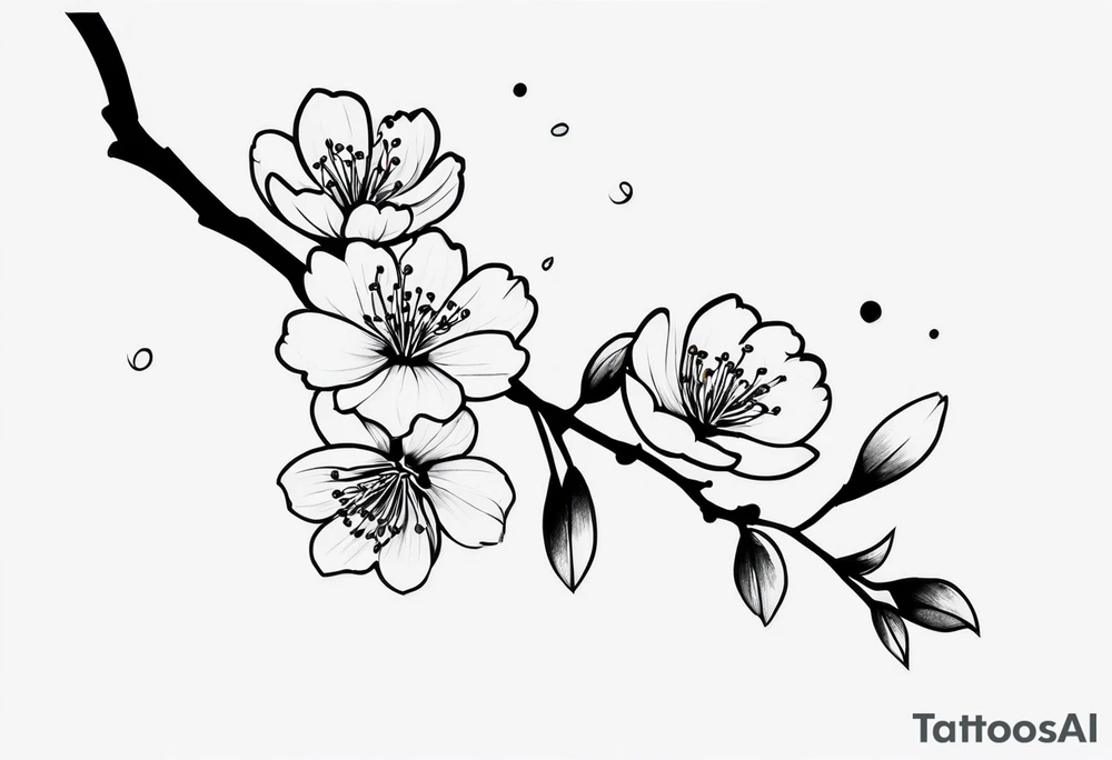 cherry blossom branch going from shoulder to wrist, wrap around bicep, make it LONG tattoo idea