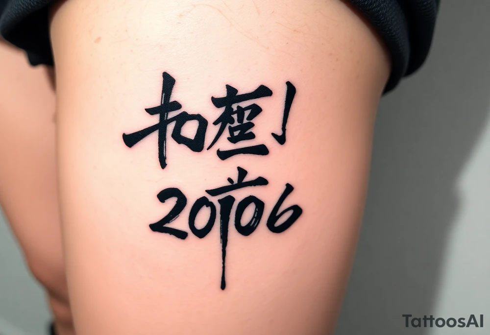 The date 30th of December 2006 in kanjis style sosho with and thin lines tattoo idea