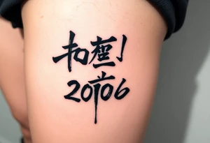 The date 30th of December 2006 in kanjis style sosho with and thin lines tattoo idea