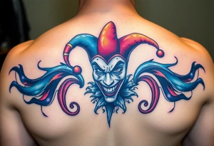 graphic 3d jester design tattoo idea