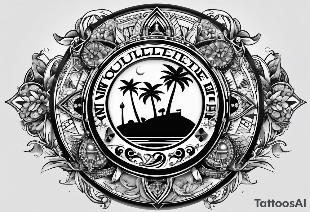 ROULETTE casino card games dice sun palm tree tattoo idea