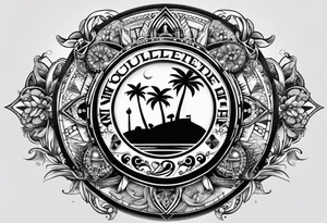 ROULETTE casino card games dice sun palm tree tattoo idea