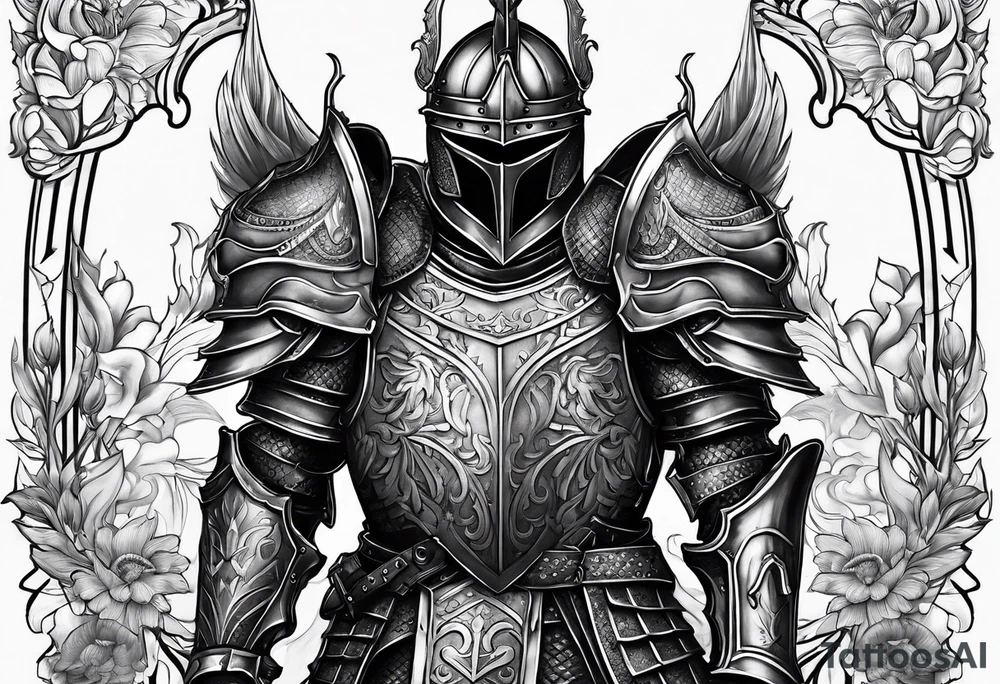 knight heavy armor full body tattoo idea