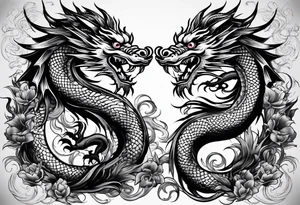 two Chinese dragons for lady design tattoo idea