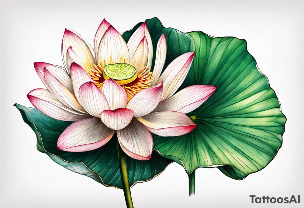 Lotus flower with stem tattoo idea