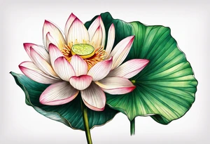 Lotus flower with stem tattoo idea