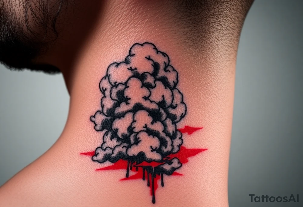 deepfull description of details with clouds and red tattoo idea