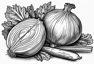 Onion, carrots, celery tattoo idea