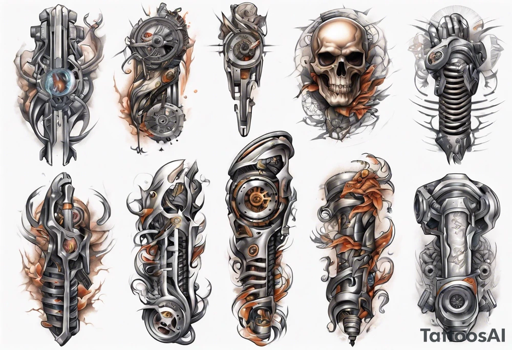 biomechanical forearm tattoo idea