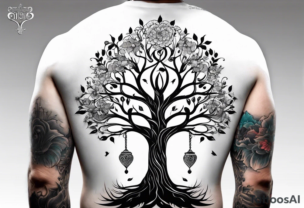 Tree of life with two dates tattoo idea